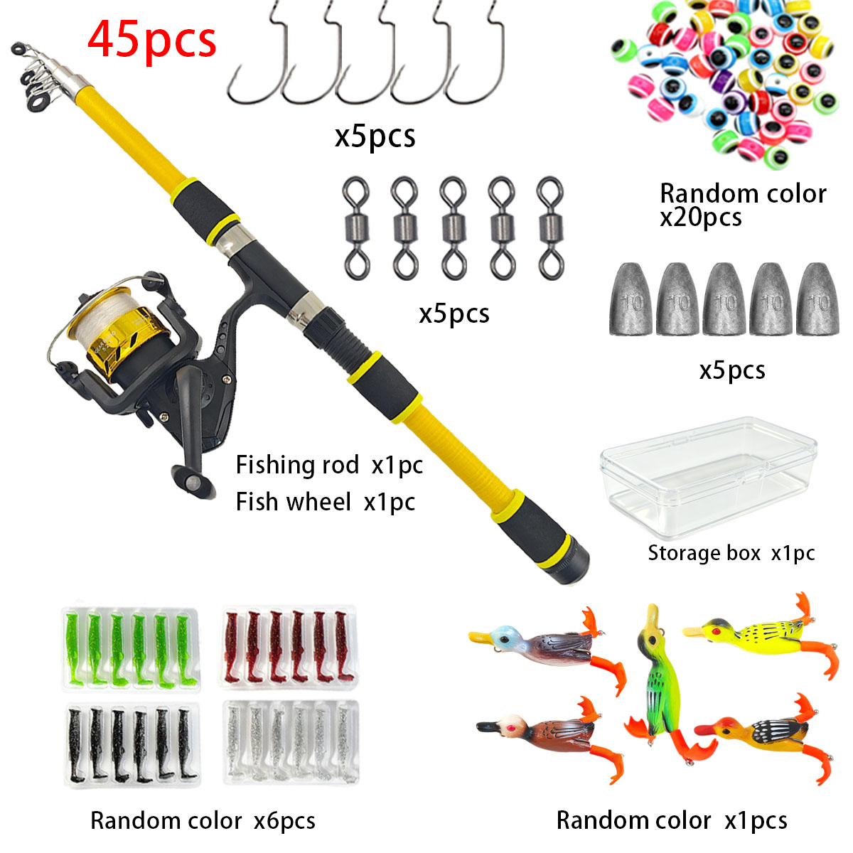 Developing Tank Reel - Telescopic Fishing Rod Reel Combo 45pcs