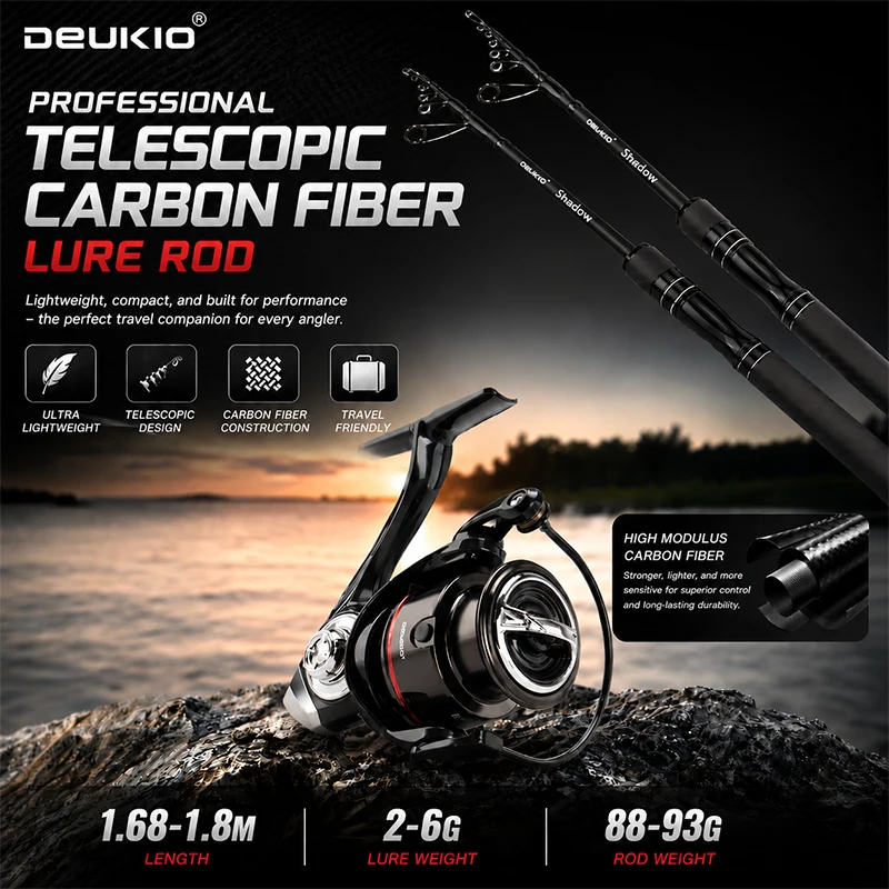 DEUKIO 1.68/1.8M Fishing Rod R - Developing Tank Reel ulasan dan harga